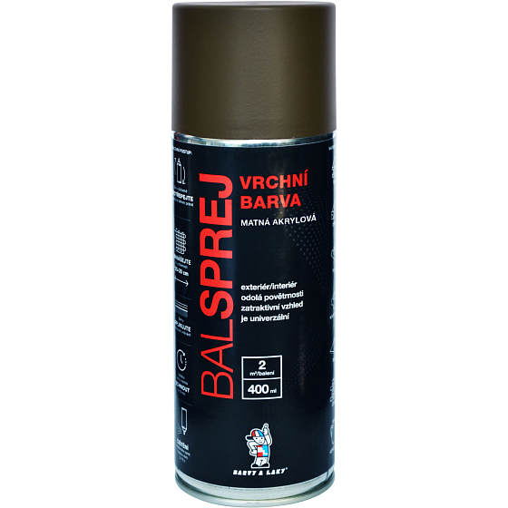 BALSPREJ vrchní univerzální akrylová barva ve spreji, RAL 6014 olivová zelenožlutá mat, 400 ml