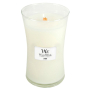 WoodWick Linen - Čistý len vonná svíčka s dřevěným knotem a víčkem sklo velká 609,5 g