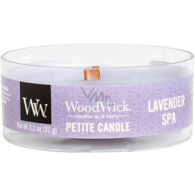 WoodWick Lavender Spa - Levandulové lázně vonná svíčka s dřevěným knotem petite 31 g