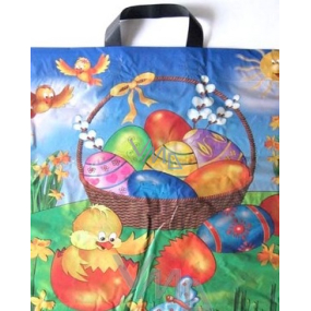 Press Igelitová taška 45 x 50 cm s uchem Velikonoční Kuřátka a vajíčka 1 kus