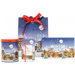 Castelbel Winter Wonderland - Zimní říše divů toaletní mýdlo 150 g + vonná svíčka 250 g + taštička v plechová dóze, vánoční kosmetická sada