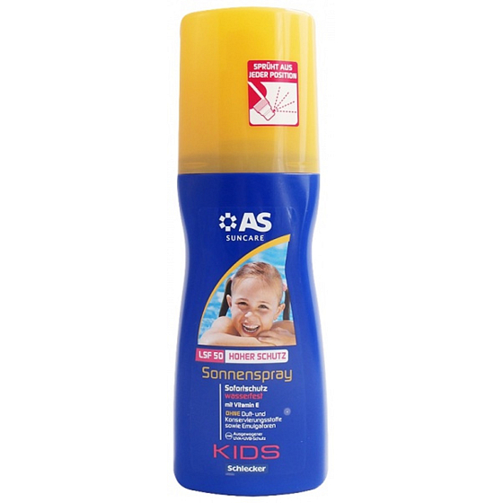 AS Suncare Mléko na opalování OF50 voděodolné s vitaminem E pro děti sprej 200 ml
