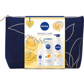 Nivea Firming Care Original Care kuličkový antiperspirant 50 ml + Firming Q10 + Vitamin C zpevňující tělové mléko 400 ml + Apricot krémový sprchový gel + kosmetická taštička, kosmetická sada pro ženy