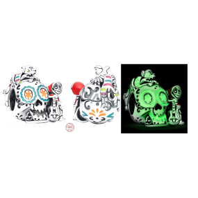 Charm Sterlingové stříbro 925 Disney Pixar Coco Miguel & Dante lebka zářící ve tmě, luminozní korálek na náramek, Halloween