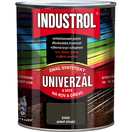 Industrol S2013 univerzál lesk vrchní barva na kov a dřevo, 5450 zeleň khaki, 750 ml