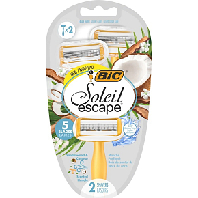 BIC Soleil Escape 5 Coconut & Sandalwood, dámská jednorázová holítka, 2 ks BIC Soleil Escape 5 Coconut & Sandalwood, dámská jednorázová holítka, 2 ks