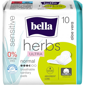 Bella Herbs Aloe Vera Ultra normal dámské vložky s křidélky 10 ks Bella Herbs Aloe Vera Ultra normal dámské vložky s křidélky 10 ks