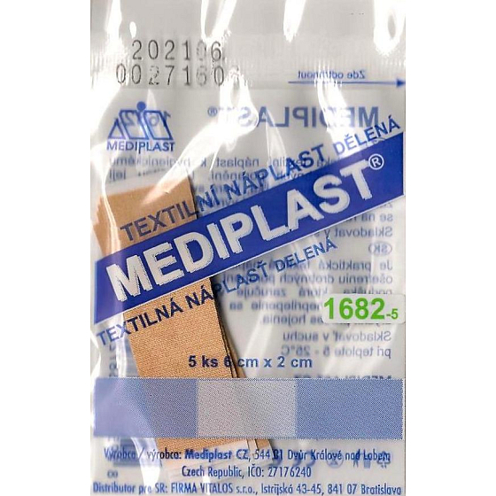 Mediplast textilní náplast dělená 6 cm x 2 cm 5 kusů