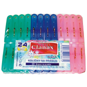Clanax Kolíčky na prádlo plastové 24 kusů / 56 mm