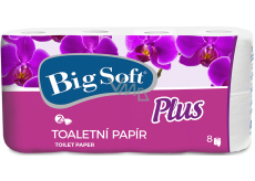 Big Soft Plus toaletní papír bílý 160 útržků 2 vrstvý 8 kusů