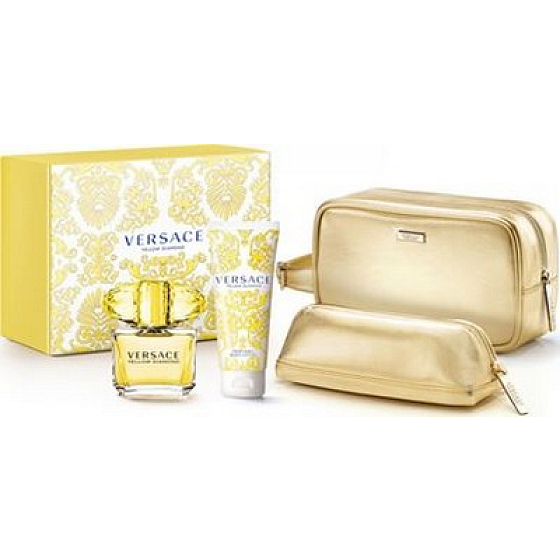 Versace Yellow Diamond toaletní voda 90 ml + tělové mléko 100 ml + dárková taštička, dárková sada pro ženy