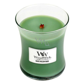 WoodWick White Willow Moss - Vrba a Mech vonná svíčka s dřevěným knotem a víčkem sklo střední 275 g