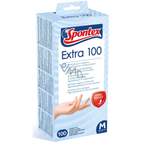 Spontex Extra 100 Rukavice jednorázové, hypoalergenní, bez pudru, vinylové, velikost M, box 100 kusů