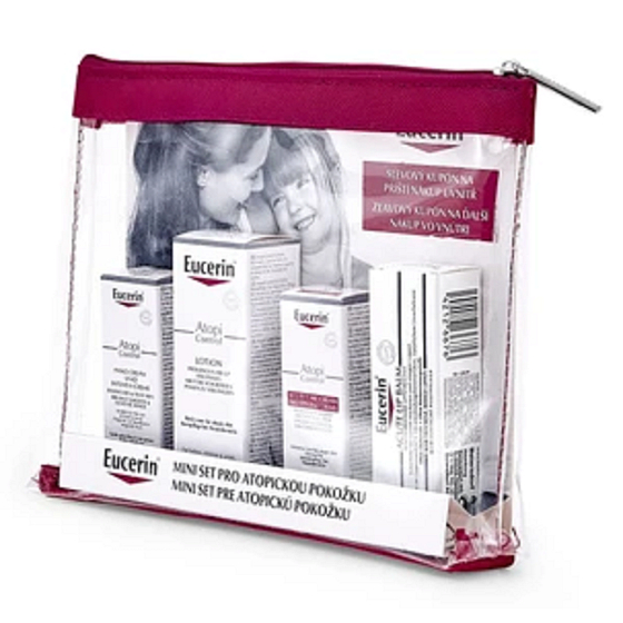 Eucerin AtopiControl tělové mléko 20 ml + Acute krém 7 ml + krém na ruce 7 ml + balzám na rty, kosmetická sada pro atopickou pokožku