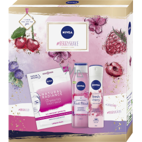 Nivea Berry Shake antiperspirant deodorant sprej 150 ml + sprchový gel 300 ml + pleťová maska 1 kus, kosmetická sada pro ženy