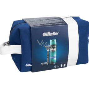Gillette Mach3 holící strojek + náhradní hlavice 2 kusy + Comfort gel na holení 200 ml + etue, kosmetická sada, pro muže