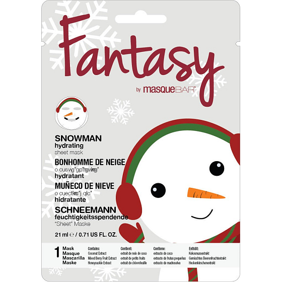 MasqueBar Fantasy Sněhulák textilní pleťová hydratační maska 21 ml