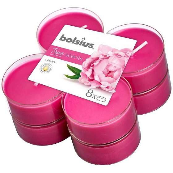 Bolsius Aromatic 2.0 Peony - Pivoňka maxi vonné čajové svíčky 8 kusů, doba hoření 8 hodin