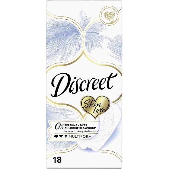 Discreet Skin Love slip multiform slipové intimní vložky bez parfemace pro každodenní použití 18 kusů