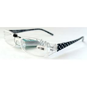 Berkeley Čtecí dioptrické brýle +1,5 plast bílé, černé postranice s puntíky 1 kus MC2089