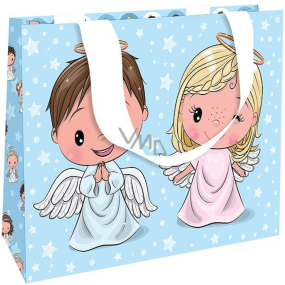 Nekupto Dárková papírová taška s ražbou 23 x 18 cm Vánoční andělíčci