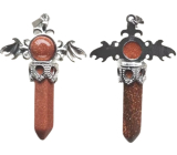 Goldstone zlatý kříž ze slitiny a přírodního kamene 5,3 x 3,7 x 12 mm, kámen ambicí