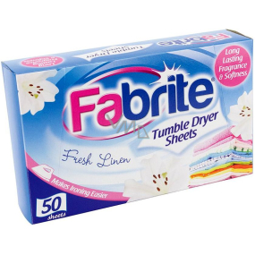 Fabrite Fresh Linen vůně do sušičky ubrousky 50 kusů