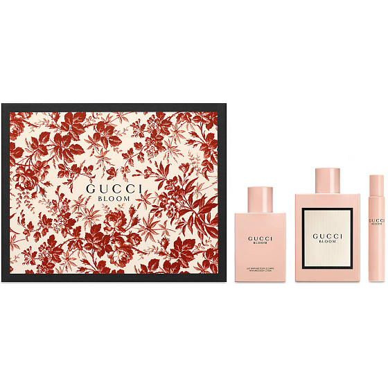 Gucci Bloom parfémovaná voda pro ženy 100 ml + tělové mléko 100 ml + parfémovaná voda 7,4 ml, dárková sada