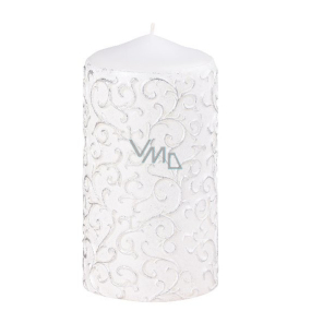 Arome Baroko svíčka válec bílá, stříbrné zdobení 60 x 120 mm 280 g