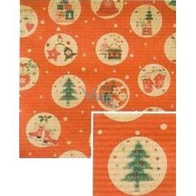 Nekupto Dárkový balicí papír vánoční 70 x 150 cm Červený béžová kolečka