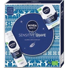 Nivea Men Sensitive Shave pěna na holení 200 ml + Sensitive balzám po holení 100 ml, kosmetická sada pro muže