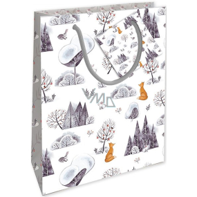 Nekupto Dárková papírová taška 14 x 11 x 6,5 cm Vánoční zimní příroda