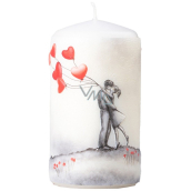 Emocio Milenci s balonky bílá svíčka válec 60 x 110 mm