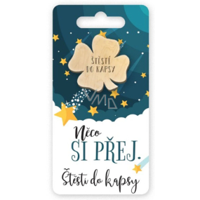 Nekupto Kapesní objetí Čtyřlístek Něco si přej, štěstí do kapsy 6 x 12 cm