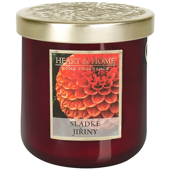 Heart & Home Sladké jiřiny sojová vonná svíčka střední hoří až 30 hodin 110 g