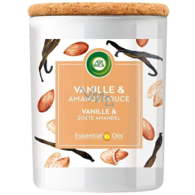 Air Wick Essential Oils Vanilla Bean & Sweet Almond - Vanilka a sladké mandle vonná svíčka sklo 185 g