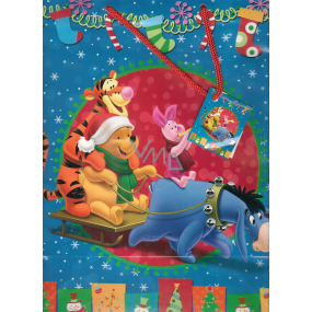 Ditipo Dárková papírová taška 26 x 13,5 x 32 cm Disney Medvídek Pú jako Santa na saních
