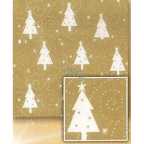 Nekupto Dárkový balicí papír 70 x 200 cm Vánoční Zlatý, bílé stromky