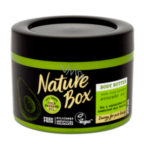 Nature Box Avokádo Regenerační tělové máslo pro intenzivního obnovení se 100% za studena lisovaným olejem, vhodné pro vegany 200 ml