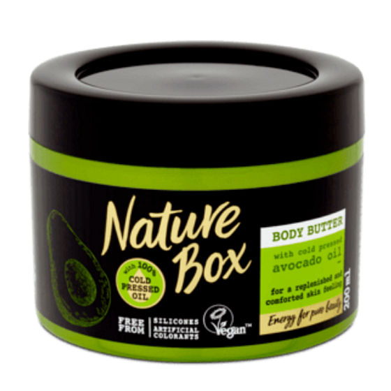 Nature Box Avokádo Regenerační tělové máslo pro intenzivního obnovení se 100% za studena lisovaným olejem, vhodné pro vegany 200 ml