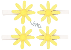 Kytičky žluté s glitry na kolíčku 5 cm, 4 kusy v sáčku