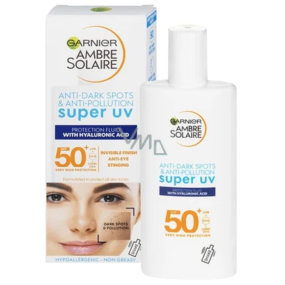 Garnier Ambre Solaire Anti-Dark Spots & Anti-Pollutions Super UV SPF50+ opalovací krém na obličej a pro citlivou pleť 40 ml