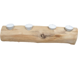 Svícen dřevěný podélný na čtyři čajové svíčky cca 30 x 10 cm bez kůry