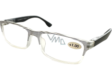 Berkeley Čtecí dioptrické brýle +1,0 plast průhledné, černé proužky 1 kus MC2248