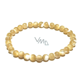 Mušle Tridacna béžová náramek elastický přírodní kámen, kulička 6 mm / 16 - 17 cm harmonie