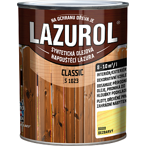 Lazurol Classic S1023 tenkovrstvá lazura na dřevo s obsahem olejů, 0000 bezbarvý, 750 ml