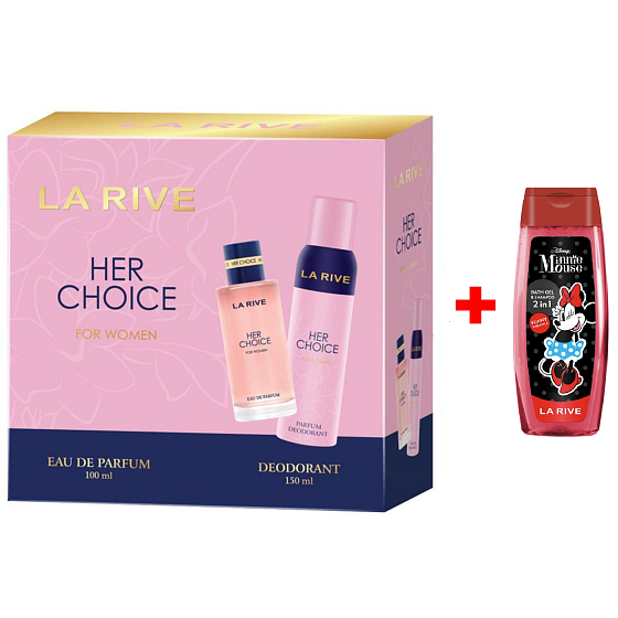 LA RIVE HER CHOICE parfémovaná voda 100 ml + deodorant sprej 150 ml, dárková sada pro ženy + Sprchový gel La Rive 2v1 Minie 250 ml NAVÍC