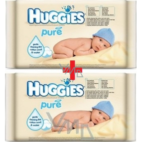 Huggies Pure čisticí ubrousky 2 x 64 kusů, duopack