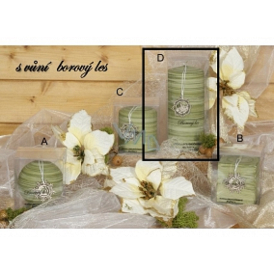 Lima Wellness Present Borový les aroma svíčka zelená válec 70 x 150 mm 1 kus - poškozená