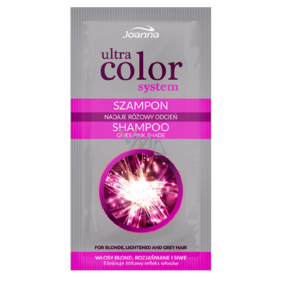 Joanna Ultra Color Pink šampon blond zesvětlené a šedivé vlasy odstraní zažloutlý odstín 20 ml
